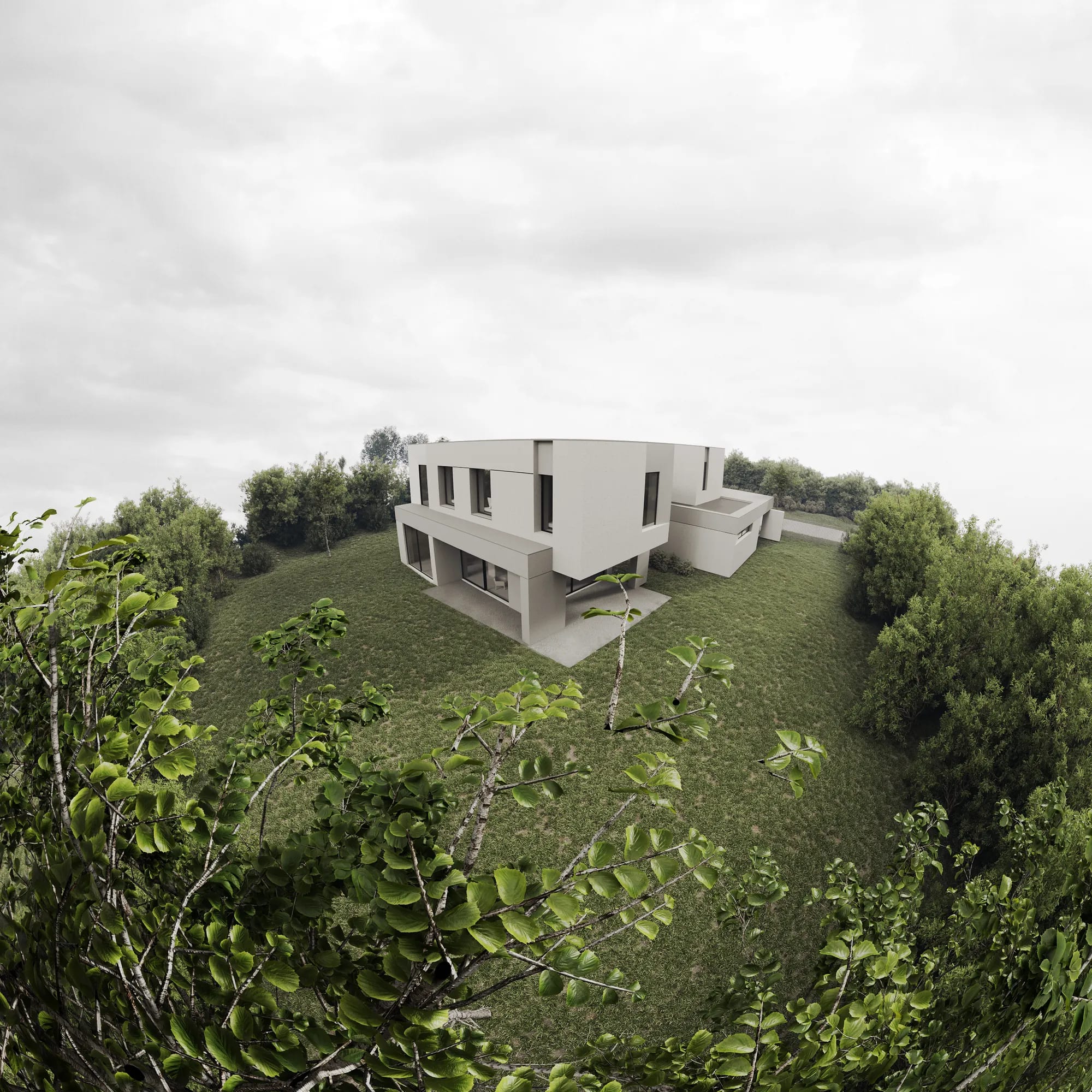 Общий вид дома и участка с высоты